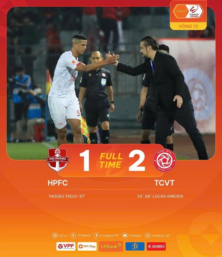 Hải Phòng thua Thể Công Viettel 1-2.