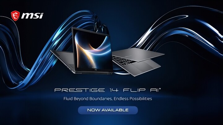 MSI Prestige 14 Flip AI+ với thiết kế mỏng nhẹ, hiệu năng mạnh mẽ cho doanh nhân hiện đại. (Nguồn: MSI)