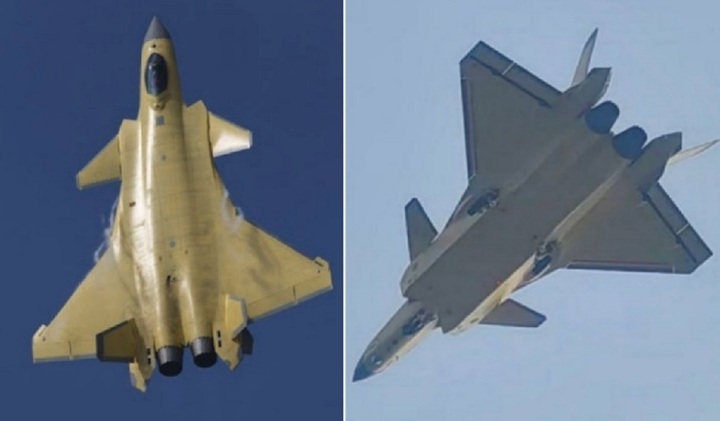Máy bay chiến đấu J-20 với động cơ WS-10C (bên trái) và WS-15 phiên bản tạm thời. Ảnh Military Watch