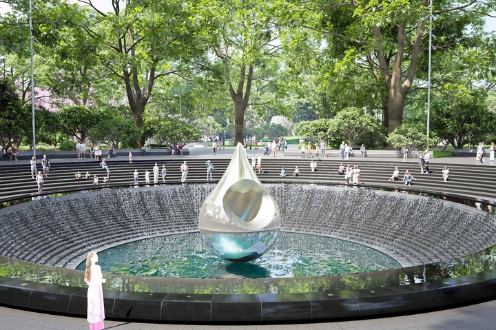 Phối cảnh biểu trương hình giọt nước trong công viên số 1 Lý Thái Tổ. (Ảnh: Chủ đầu tư)