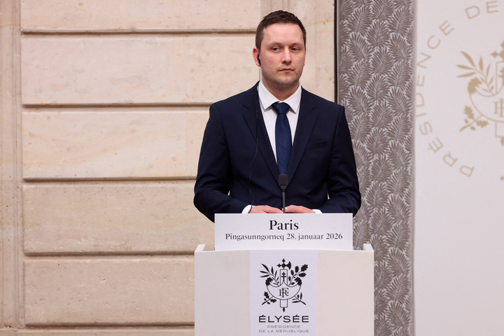 Thủ hiến Greenland Jens-Frederik Nielsen tại Điện Élysée Palace, Paris, Pháp, ngày 28/1/2026. (Ảnh: Thomas Padilla/Pool qua Reuters)