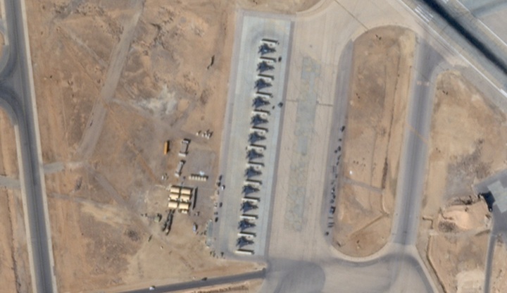 Máy bay tấn công của Mỹ tại một căn cứ không quân ở Jordan ngày 25/1/2026. (Ảnh: Planet Labs/NYT)