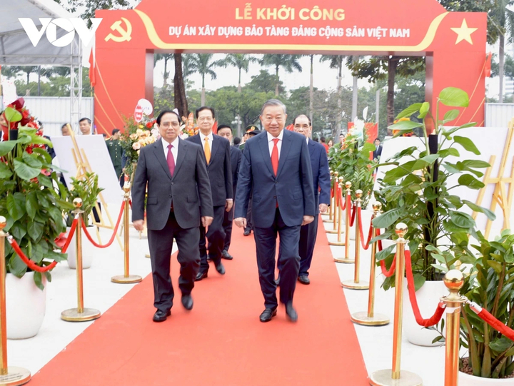 Tổng Bí thư Tô Lâm và các Lãnh đạo, nguyên Lãnh đạo Đảng, Nhà nước tới dự Lễ khởi công Dự án Bảo tàng Đảng Cộng sản Việt Nam.