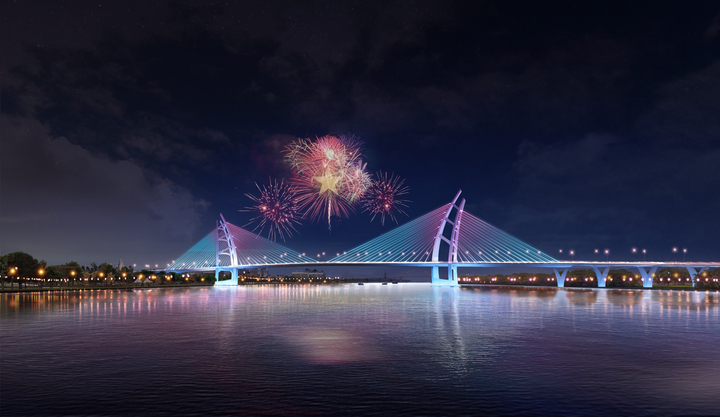 Hải Phòng đang tập trung nguồn lực phát triển hạ tầng giao thông với loạt dự án cầu qua sông hiện đại, cảng quy mô lớn và các nút giao trọng điểm, tạo động lực bứt phá cho đô thị và kinh tế. Trong đó phải kể đến dự án cầu Nguyễn Trãi. (Ảnh phối cảnh dự án)