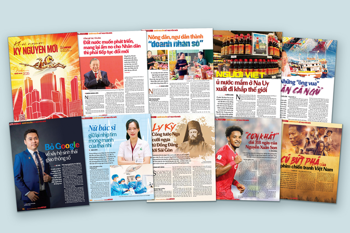 Các bài viết trong đặc san "Khởi đầu kỷ nguyên mới" được thiết kế đẹp mắt, ấn tượng.