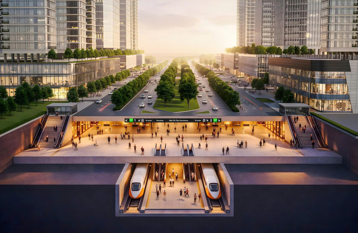 Phối cảnh ga Thủ Thiêm của tuyến Metro Bến Thành-Thủ Thiêm (Nguồn: ĐQM)