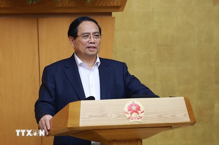 Thủ tướng Phạm Minh Chính phát biểu kết luận phiên họp Chính phủ thường kỳ tháng 1/2026. (Ảnh: TTXVN)