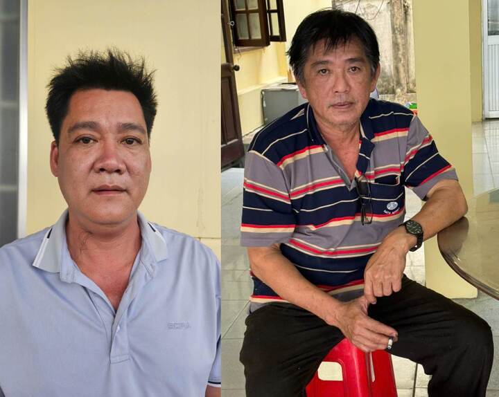 Đỗ Văn Quý và Trần Kim Chen tại cơ quan công an. (Ảnh CACC)