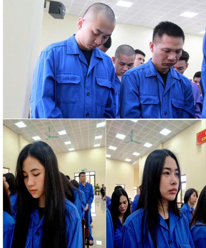 4 bị cáo gồm: Đỗ Văn Nghĩa, Nìm Cún Pẩu, Phạm Thị Huyền Trang, Đinh Như Quỳnh (lần lượt từ trên xuống dưới, từ trái qua phải) có vai trò tích cực nhất trong vụ án bị phạt tù chung thân.