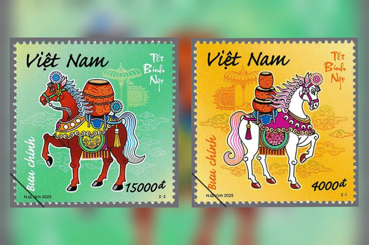 Hai mẫu tem "Tết Bính Ngọ".