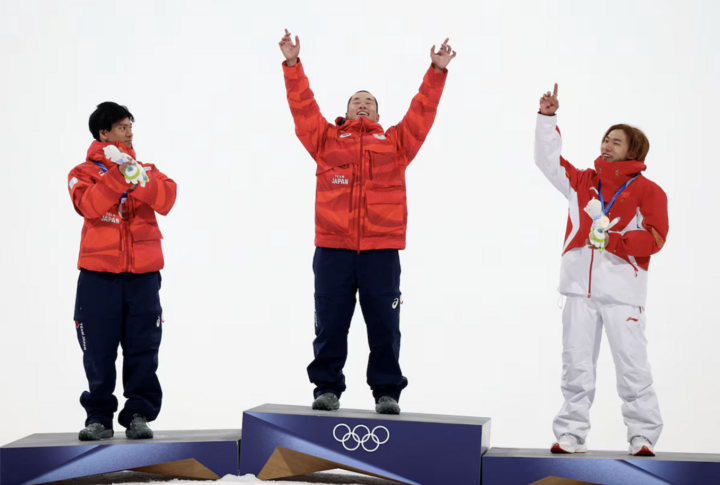 3 tấm huy chương ở nội dung Big Air trượt ván trên tuyết đều thuộc về những vận động viên người châu Á. (Nguồn: Reuters)