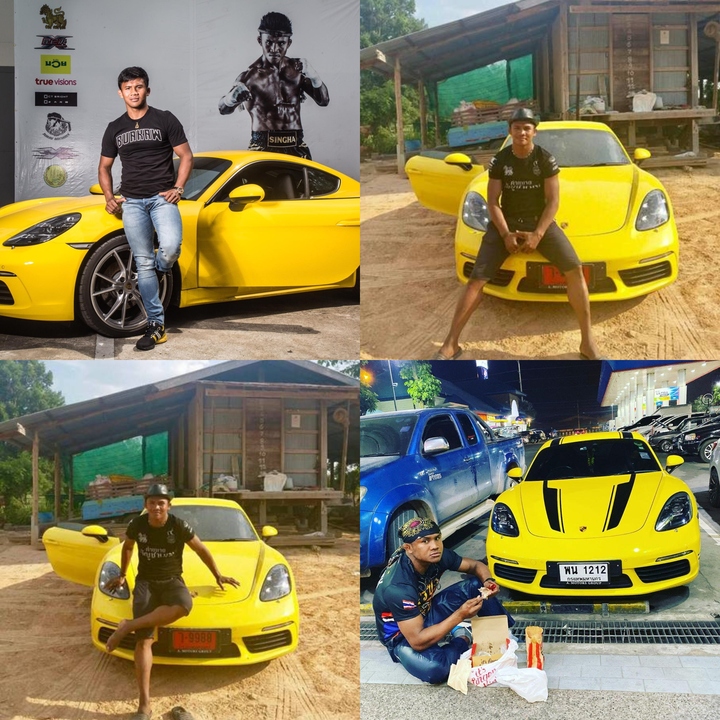 Buakaw bên chiếc xe Porsche 718 Cayman