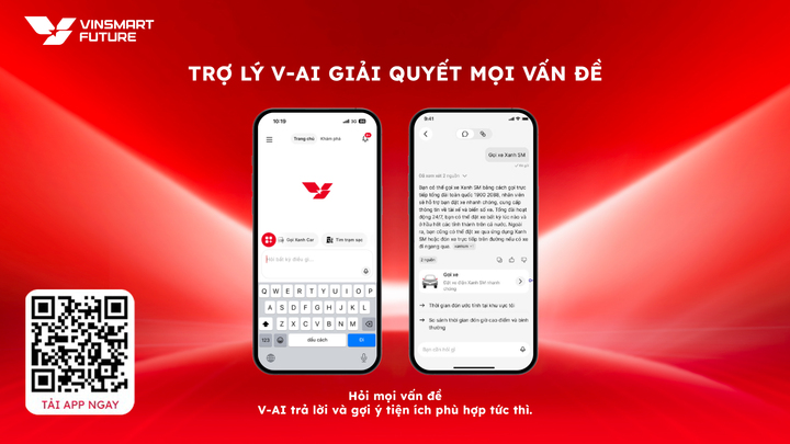 V-AI trên V-App cho phép hỏi nhanh mọi thông tin bằng chữ hoặc giọng nói, đồng thời gợi ý và dẫn thẳng đến tiện ích phù hợp chỉ trong một trải nghiệm liền mạch.