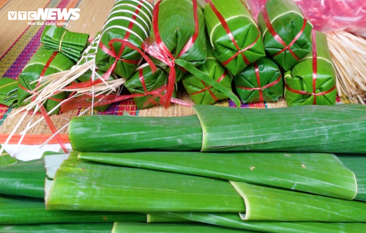 Lá chuối được lựa chọn kỹ, lau sạch từng tàu trước khi gói bánh tét, là khâu quan trọng giúp đòn bánh giữ màu xanh đẹp và hương thơm tự nhiên.