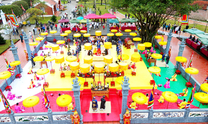 Lễ tế xây dựng xã hội tại đền Xã Tắc được thực hiện trên nền tảng "ngũ phương".