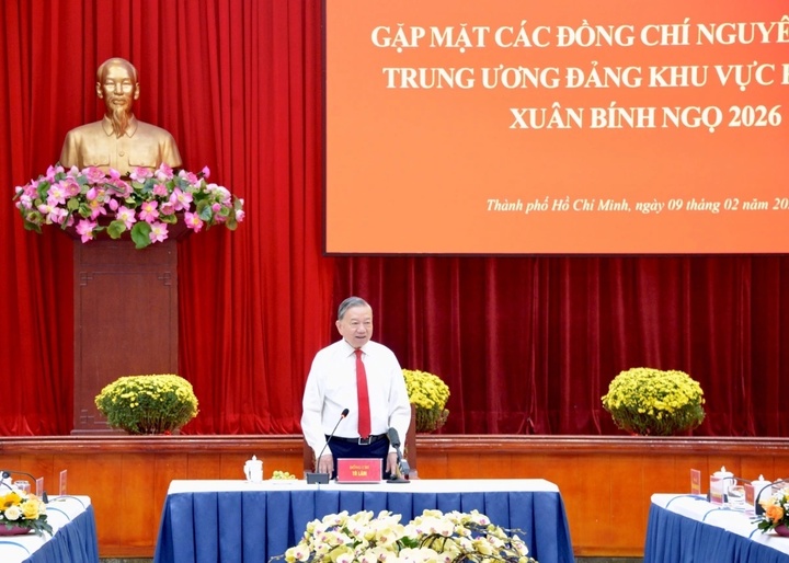 Tổng Bí thư Tô Lâm phát biểu tại buổi gặp mặt.