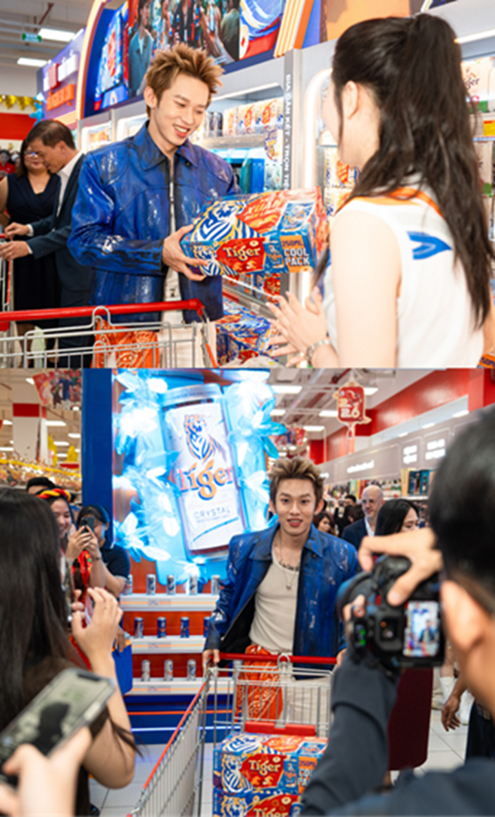 Vừa qua, ca sĩ Kay Trần đã có màn lộ diện cực "cool" tại siêu thị GO! Miền Đông để trải nghiệm phiên bản thùng Tết mới từ Tiger Beer.