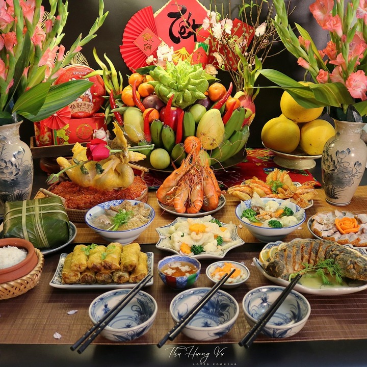 Gợi ý mâm cỗ cúng sáng mùng 1 Tết Bính Ngọ. (Ảnh: Thu Huong Vu)
