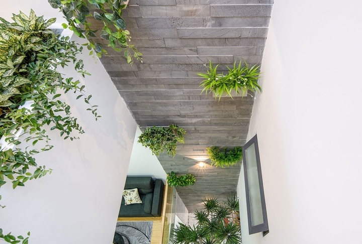 Giếng trời là giải pháp lấy sáng hiệu quả cho nhà ống. (Ảnh: SBShouse)