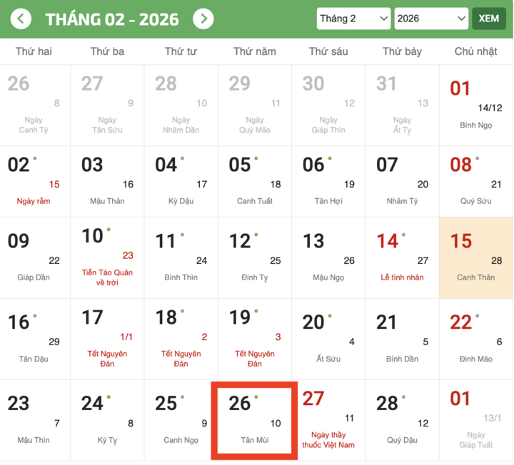 Năm Bính Ngọ 2026, ngày vía thần Tài rơi vào thứ Năm.