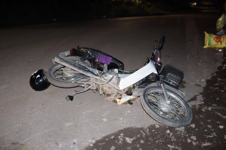 Chiếc xe máy mà N.V.H tông thẳng vào chiến sĩ CSGT. (Ảnh: Công an Thái Nguyên).