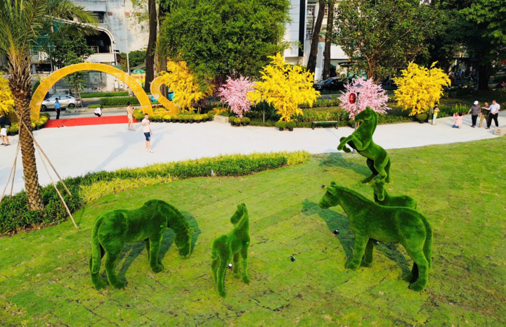 Công viên vừa cải tạo trên khu đất dự án Nhà thi đấu Phan Đình Phùng phường Xuân Hòa.