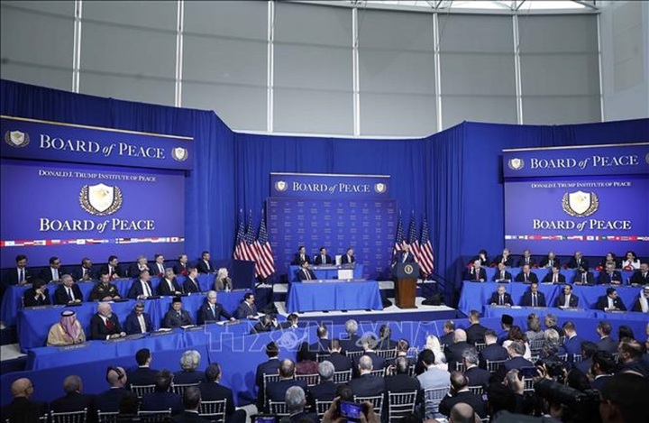 Phiên khai mạc Hội đồng Hoà bình về Gaza tại Thủ đô Washington D.C., Mỹ. (Ảnh: Thống Nhất/TTXVN)