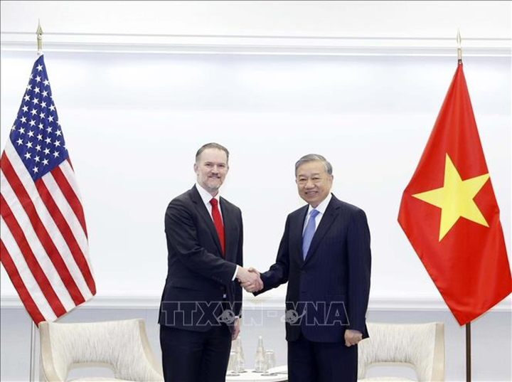 Tổng Bí thư Tô Lâm tiếp Trưởng đại diện Thương mại Hoa Kỳ Jamieson Greer. (Ảnh: Thống Nhất – TTXVN)