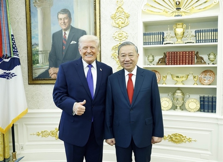 Tổng thống Mỹ Donald Trump và Tổng Bí thư Tô Lâm. (Ảnh: TTXVN)