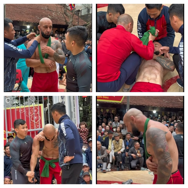 Đô vật Rafael không thể thi đấu sau khi bị trật khớp vai - Ảnh cắt từ clip