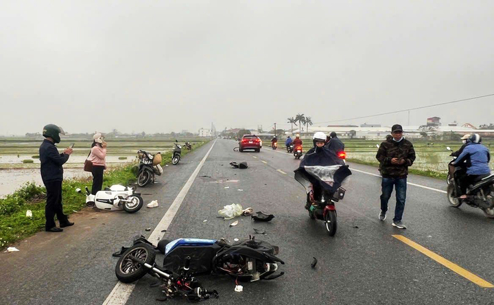 Hiện trường vụ tai nạn tại xã Thái Thụy, tỉnh Hưng Yên khiến 2 học sinh tử vong. (Ảnh: Facebook)