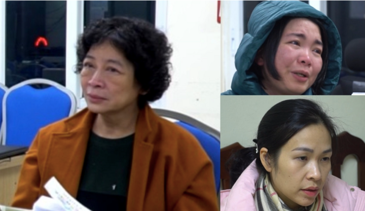 Bị can Phạm Thị Hòa (trái) cùng đồng phạm.