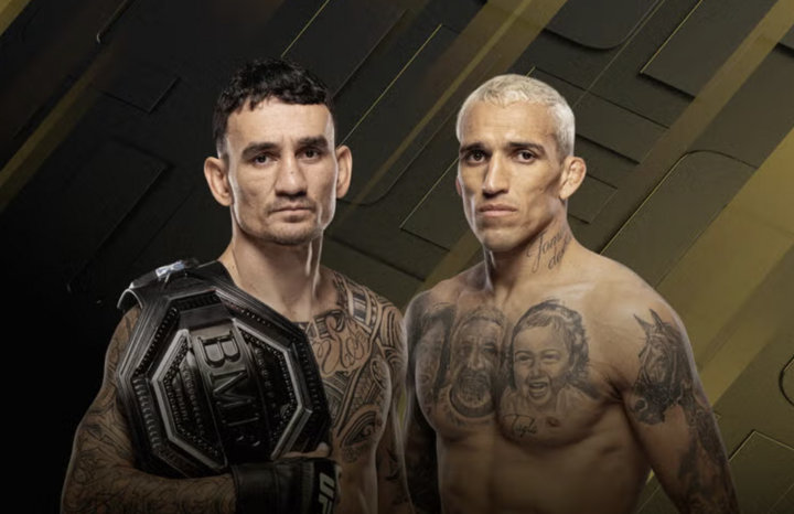 Trận tranh đai BMF đầy kịch tính giữa Max Holloway và Charles Oliveira sẽ là tâm điểm của UFC 326. (Nguồn: UFC)