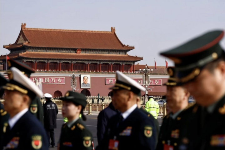 Quảng trường Thiên An Môn ở Bắc Kinh trước thềm kỳ họp Đại hội đại biểu nhân dân toàn quốc Trung Quốc hồi tháng 3/2025.
