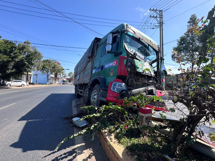 Xe tải chở vật liệu xây dựng gây tai nạn tại tỉnh Đắk Lắk ngày 24/1.