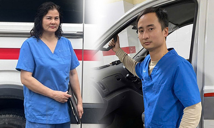 2 mẹ con cùng chạy đua cứu người.