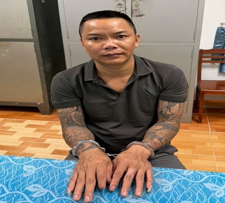 Phạm Ngọc Triều tại cơ quan công an. (Ảnh: Công an cung cấp)