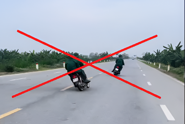 Hình ảnh vi phạm trật tự an toàn giao thông tại tuyến đường ĐT396 được người dân ghi lại