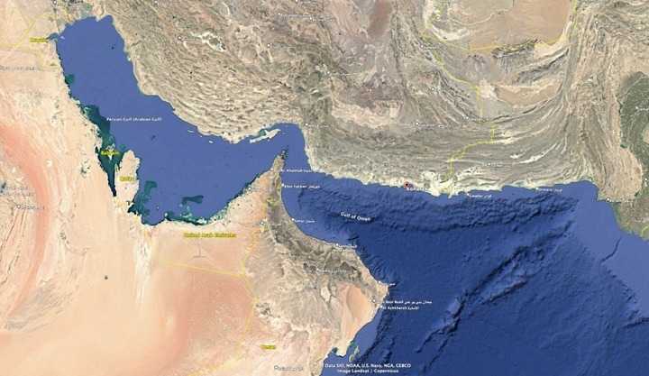Konarak là một vị trí chiến lược đối với Iran, nằm ở góc đông nam, cung cấp đường tiếp cận tốt nhất đến Ấn Độ Dương. Ảnh Google Earth