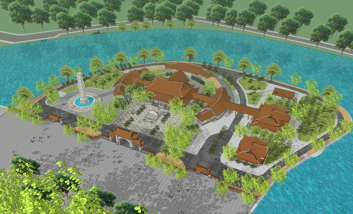 Phối cảnh Đền tưởng niệm anh hùng liệt sĩ và người có công tỉnh Cà Mau – công trình văn hóa, tâm linh quy mô lớn, dự kiến hoàn thành vào năm 2028.