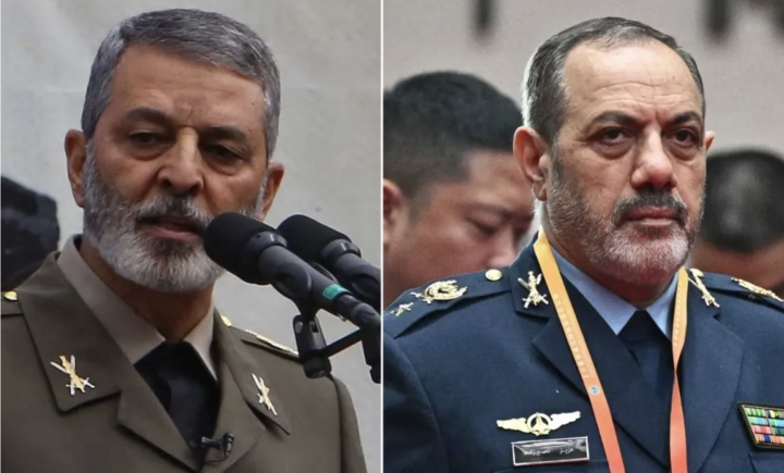 Tướng Abdolrahim Mousavi (trái) và Bộ trưởng Quốc phòng Iran Aziz Nasirzadeh (Ảnh: Getty Images)