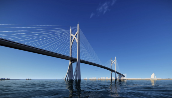 Phối cảnh cầu Cần Giờ - cây cầu bắc qua sông Soài Rạp kết nối trung tâm TP.HCM với Cần Giờ.