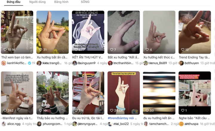 Trào lưu 'kết ấn cầu tài' gây sốt TikTok. (Ảnh: Chụp màn hình)