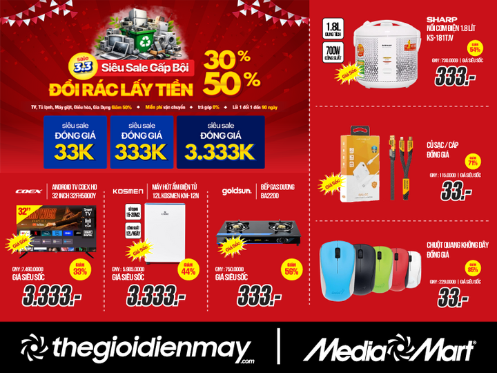 MediaMart 3/3 siêu sale gấp bội - đổi rác lấy tiền giảm đến 50% - 1