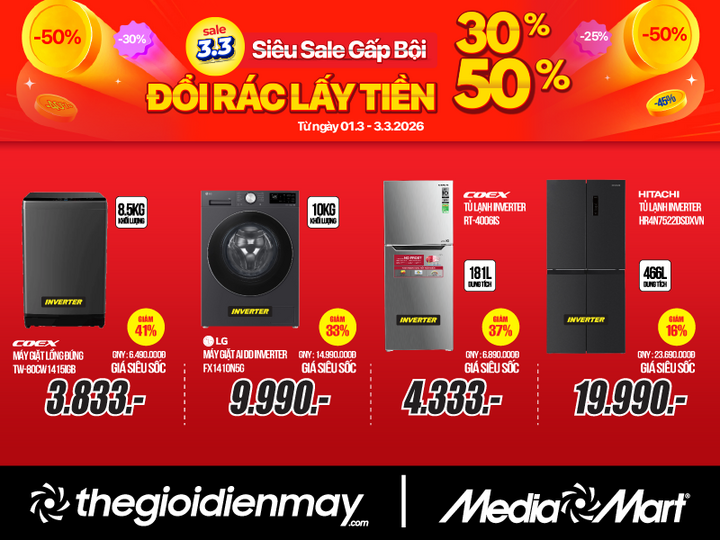 MediaMart 3/3 siêu sale gấp bội - đổi rác lấy tiền giảm đến 50% - 3