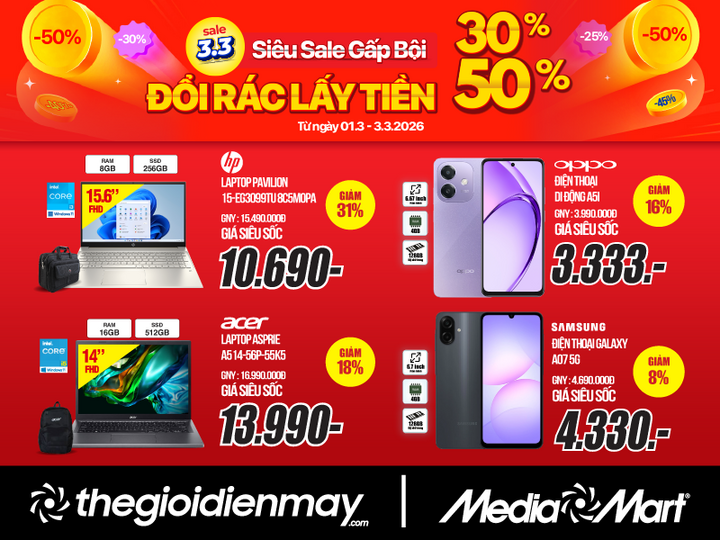 MediaMart 3/3 siêu sale gấp bội - đổi rác lấy tiền giảm đến 50% - 4