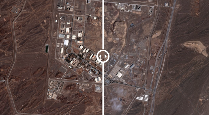 Hình ảnh cho thấy sự thay đổi của cơ sở hạt nhân Iran trong 48 giờ qua. (Ảnh: Vantor)