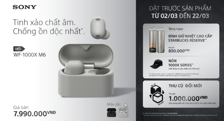 Sony trình làng tai nghe True Wireless chống ồn tốt nhất WF-1000XM6 - 1