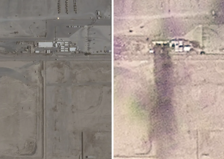 Địa điểm các binh sĩ Mỹ thiệt mạng tại Kuwait. Ảnh bên trái được chụp vào ngày 26/6/2025. Ảnh bên phải được chụp ngày 1/3/2026. (Nguồn: CNN)