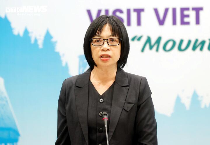 Bà Nguyễn Thị Thanh Lịch, Phó Chủ tịch UBND tỉnh Gia Lai trả lời báo chí trong buổi họp báo quốc tế.